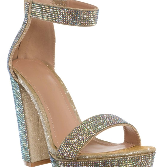 Delicacy Rhinestone Block Heel Sandal - Picture 2 of 3